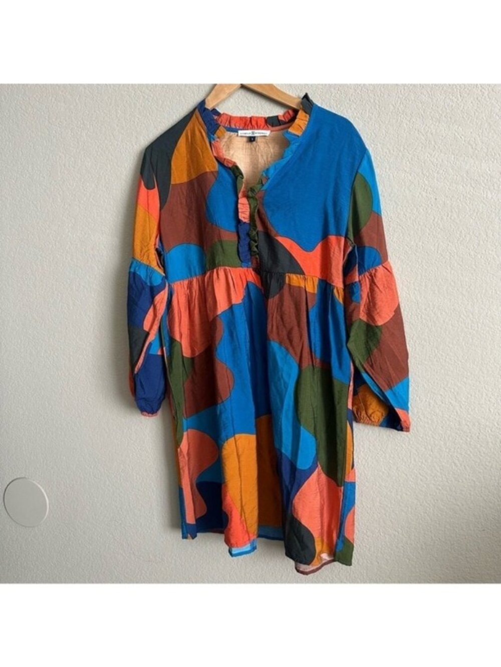 MICHELLE MCDOWELL Geometry Multicolored Balloon Sleeves Dress Size Small - Picture 5 of 16